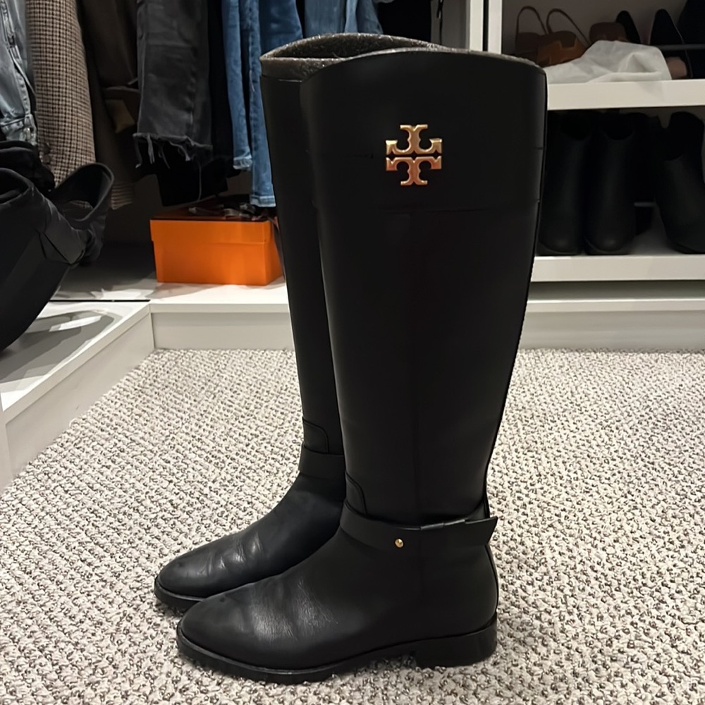 Tory Burch long boots size 5.5 black like new